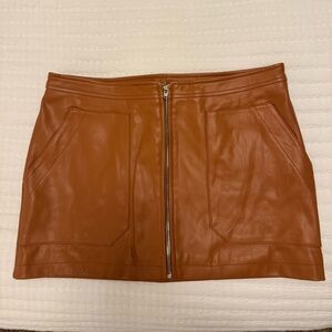 Free People Light Brown Vegan Leather Skirt